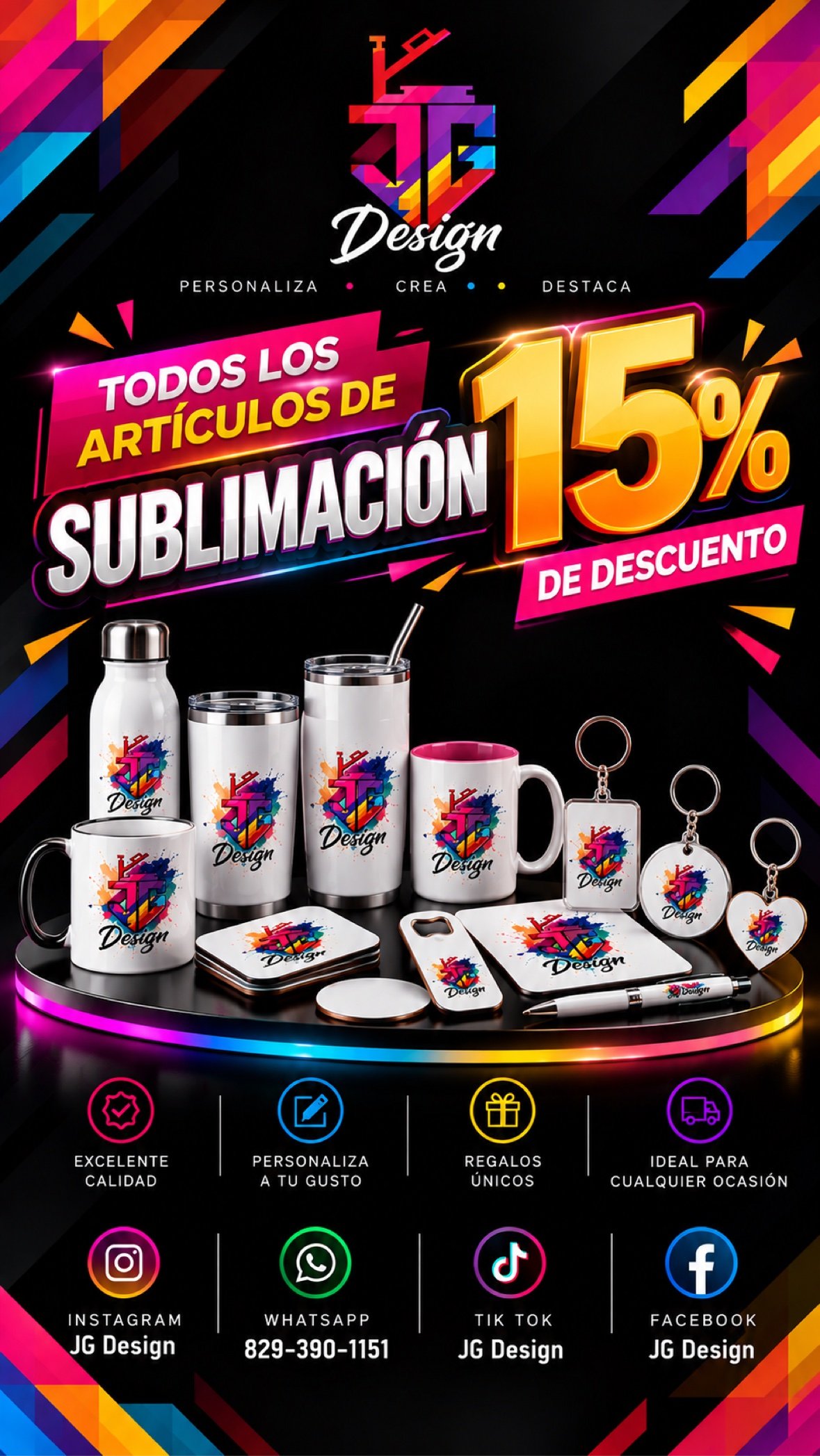 Todos los artículos de sublimación con 15% de descuento